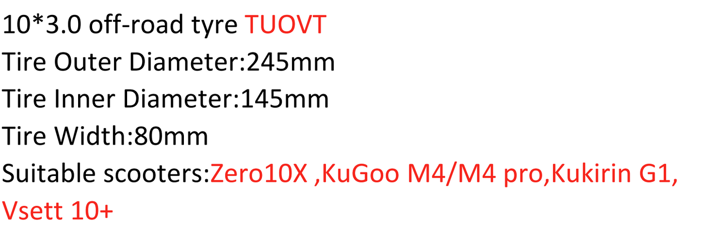 10X3 OFF ROAD TYRE FOR ZERO KUGOO VSETT